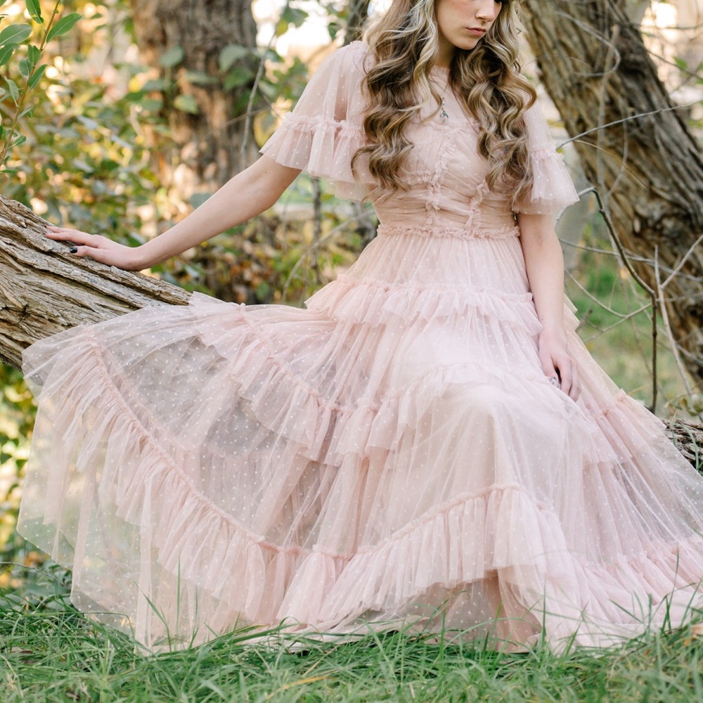 Elegant Pink Ruffled Dress